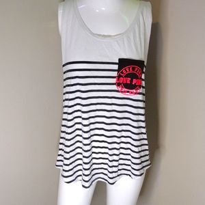 PINK Victoria’s Secret Striped Muscle Tee Sz Md